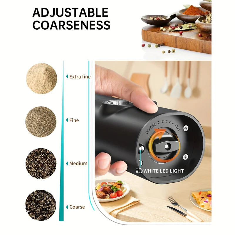 Electric Salt & Pepper Grinder Set – LED Light, Ceramic Core Electric Spice Grinder Richie's