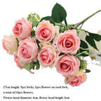 10-Head Artificial Rose Bouquet – 6 Colors for Home Decor Artificial Flower Bouquet Richie's