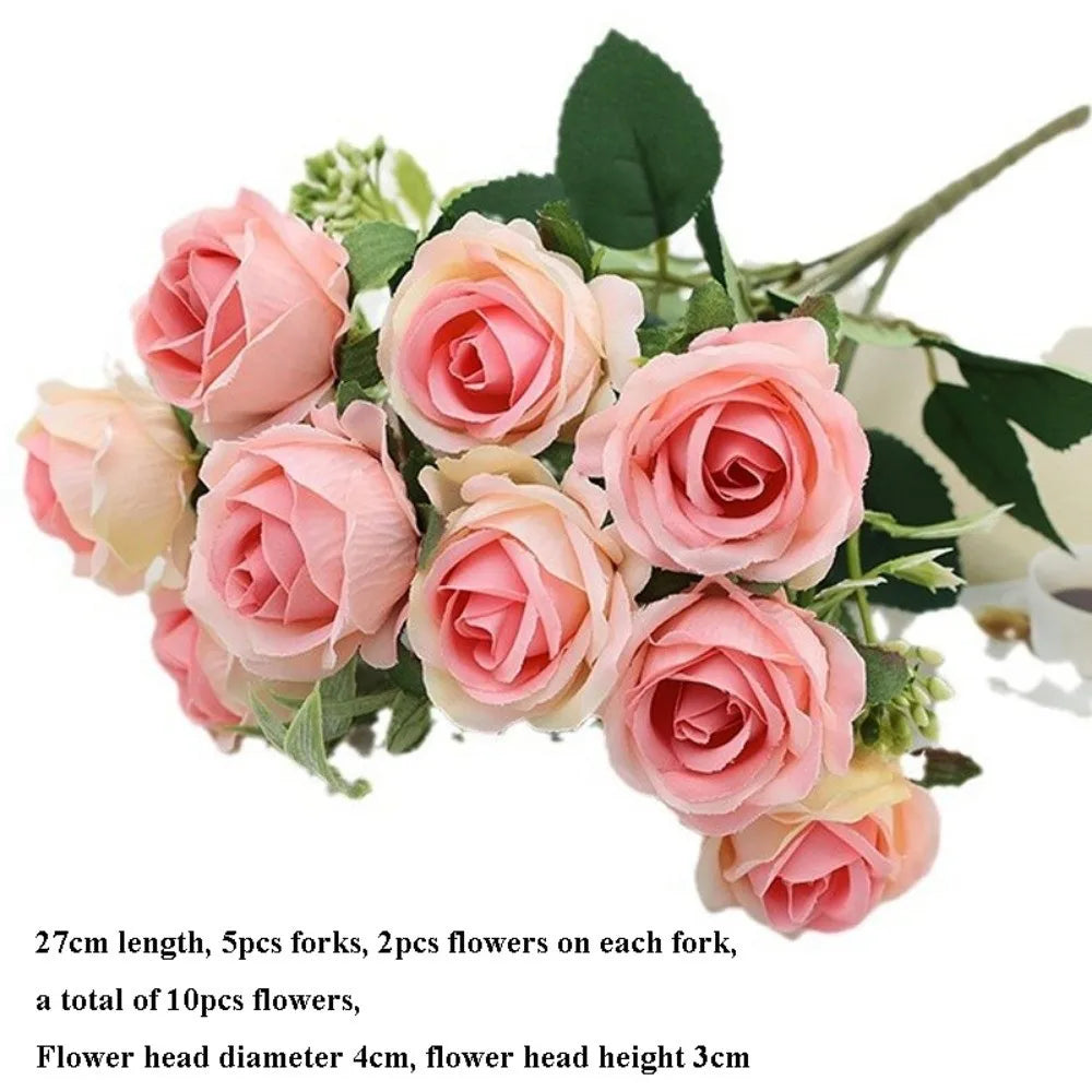 10-Head Artificial Rose Bouquet – 6 Colors for Home Decor Artificial Flower Bouquet Richie's