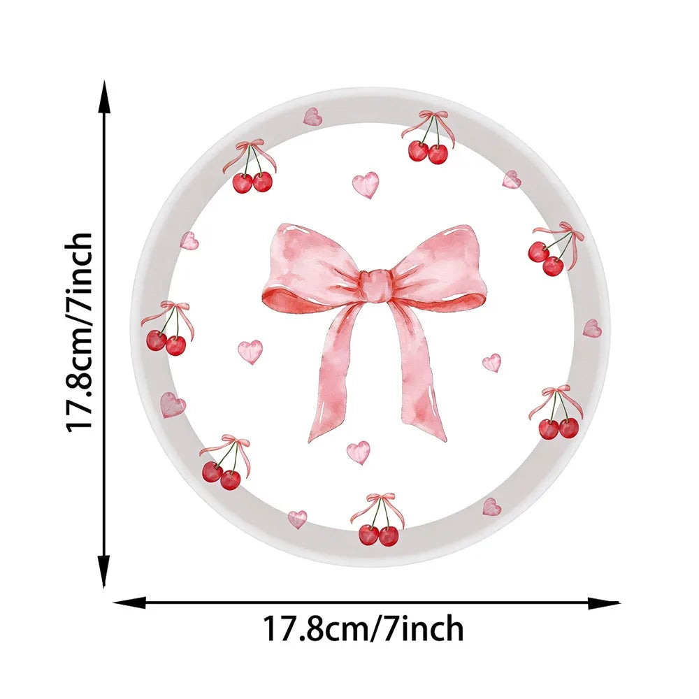 10pcs Pink Cherry Disposable Paper Plates 7 Inch Party Disposable Paper Plates Richie's Type E