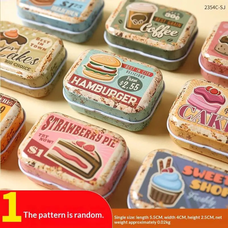 Small Iron Tin Box Flip Cover – Compact Portable Organizer Metal Tin Box Richie's A-1pc random