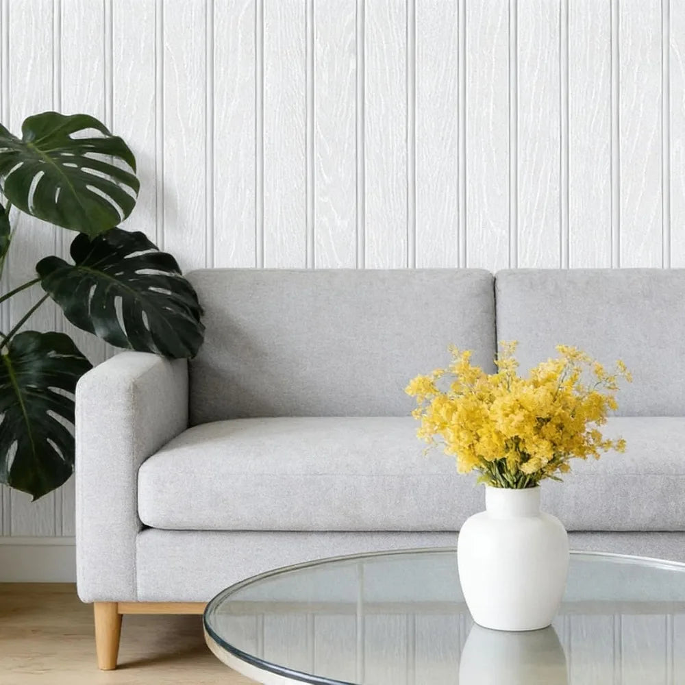 White Beadboard Peel & Stick Wallpaper – Removable PVC Wall Covering Peel & Stick Wallpaper Richie's