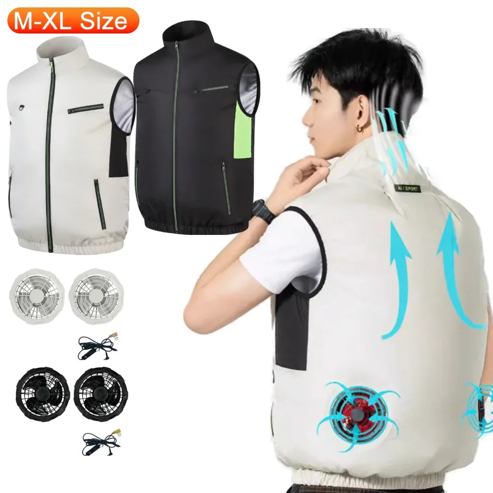 APWIKOGER Cooling Fan Vest – USB Wearable Vest for Summer Outdoor Cooling Fan Vest Richie's