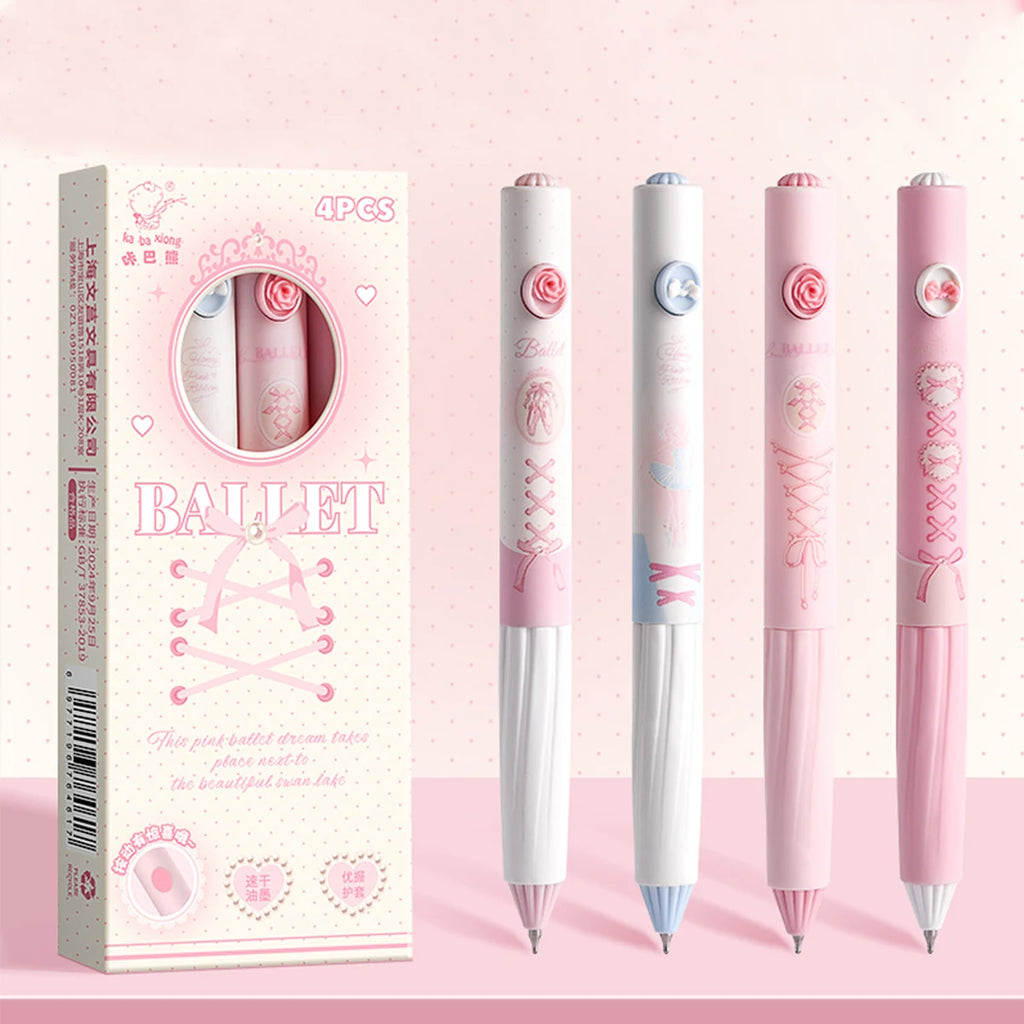 4-Pack Themed Gel Pens – Animal, Ballet & Floral 0.5mm Black Ink Gel Pen Set Richie's