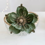 Artificial Glittery Poinsettia & Magnolia Stems | Xmas Décor Artificial Flower Stems Richie's green 1pc