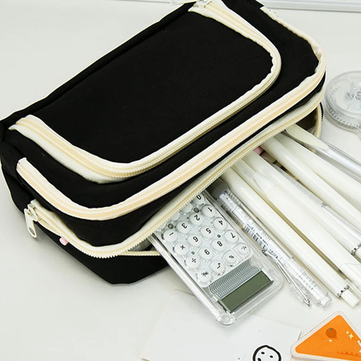 Multi-Layer Canvas Pencil Case – Large Capacity Pen Pouch Canvas Pencil Case Richie's