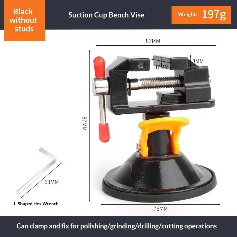 360° Rotatable Mini Bench Vise – Suction Cup Table Clamp Mini Bench Vise Richie's Without screw Black