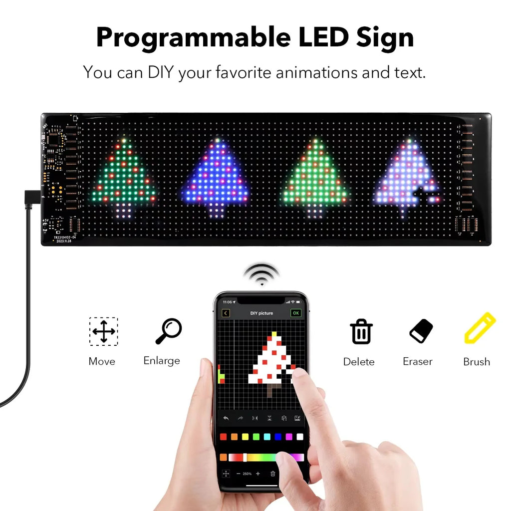LED Matrix Panel App Control DIY Animated Car Window Display LED Matrix Display Richie's