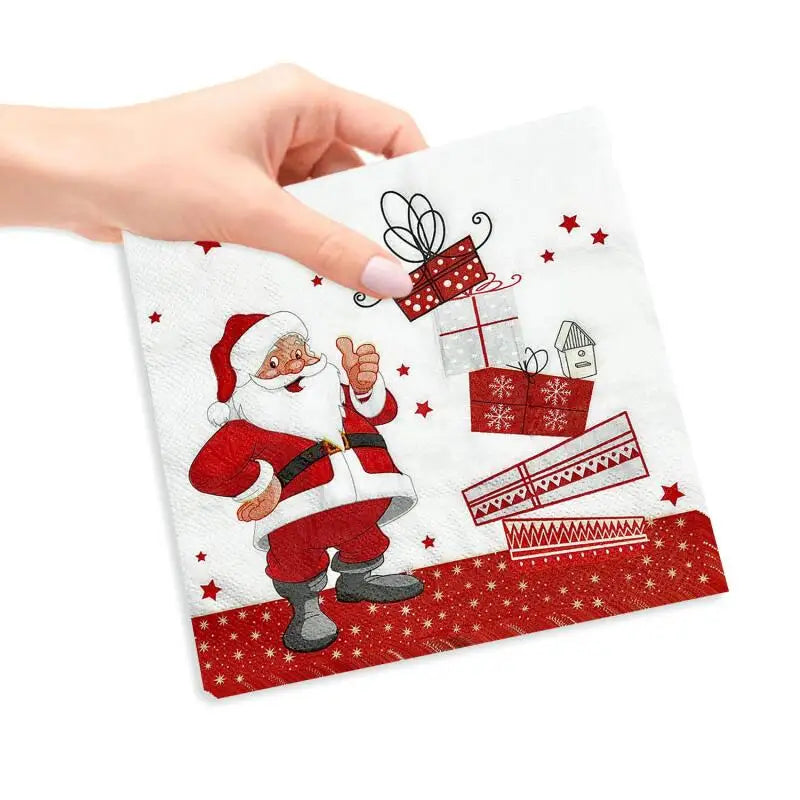 Christmas Disposable Napkins – Santa Print, 20/40/60 Pack Disposable Party Napkins Richie's