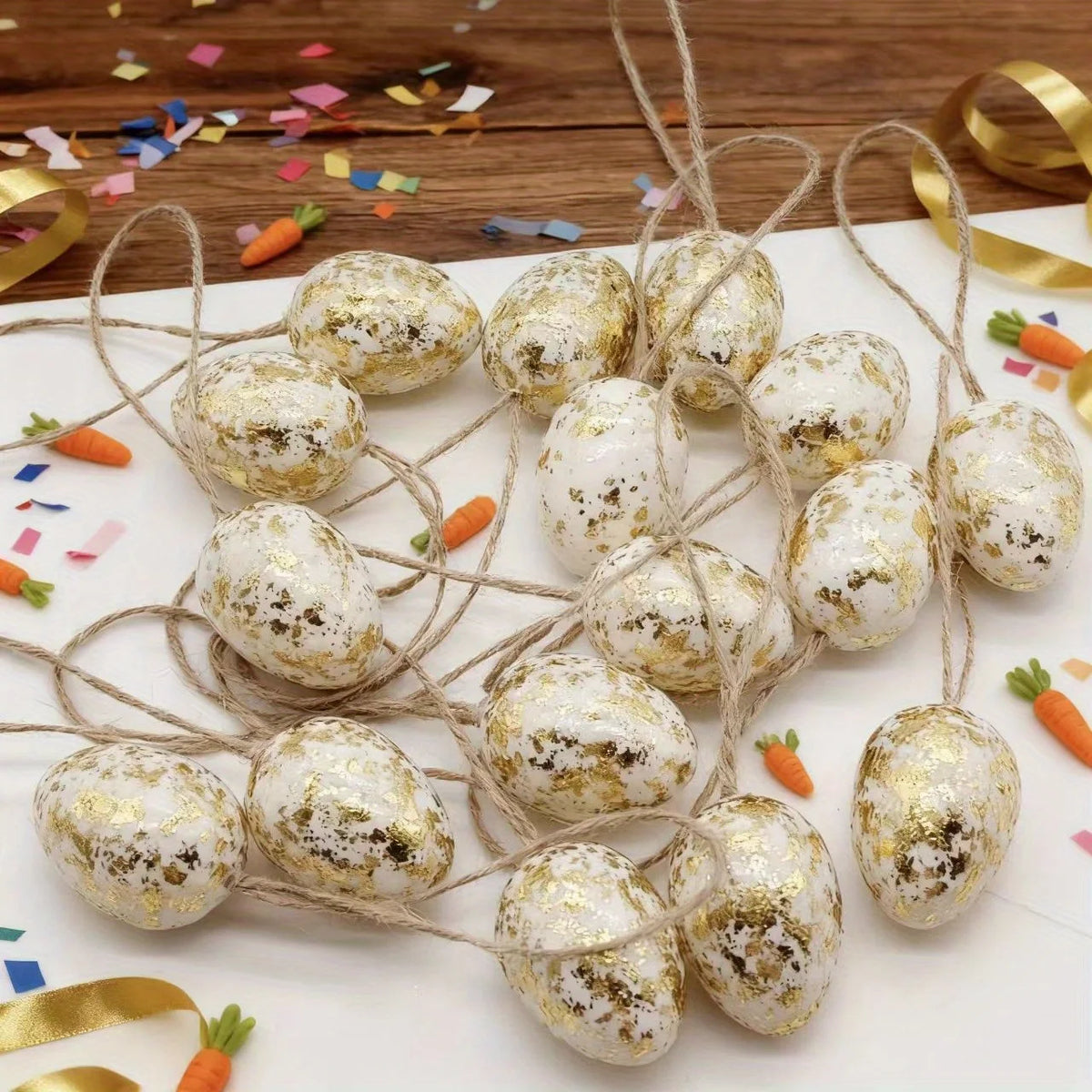 16pcs Easter Golden Foil Egg Hanging Ornaments | Plastic Décor Easter Hanging Ornaments Richie's