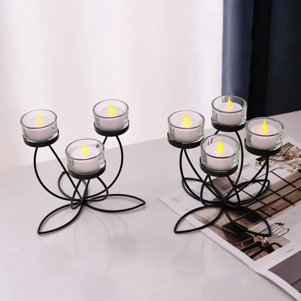 Modern Iron Candlestick Holder – Retro Gold & Black Table Decor Candlestick Holder Richie's