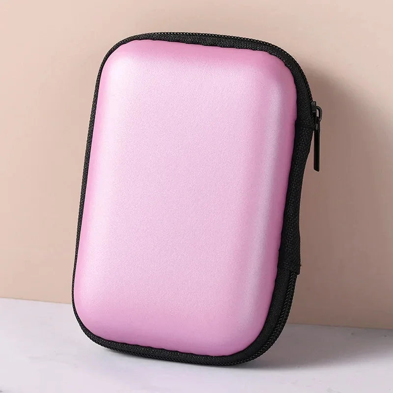 Portable EVA Travel Cable & Earphone Organizer Zipper Case Travel Cable Organizer Richie's Pink