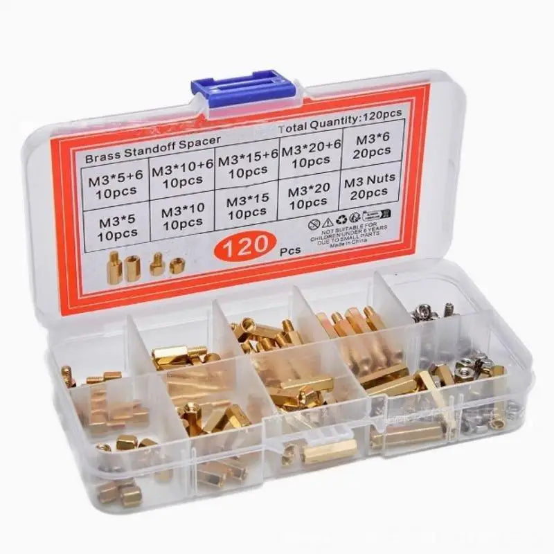 120pcs M3 Brass Hex Standoff Spacer Kit with Screws & Nuts PCB Standoff Kit Richie's