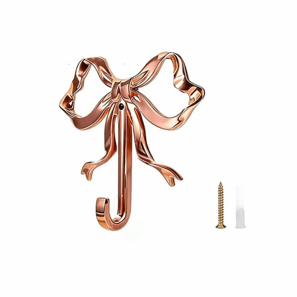 Vintage Nordic Bow Knot Wall Hook – Antique Gold Alloy Decorative Wall Hook Richie's Rose Gold-L