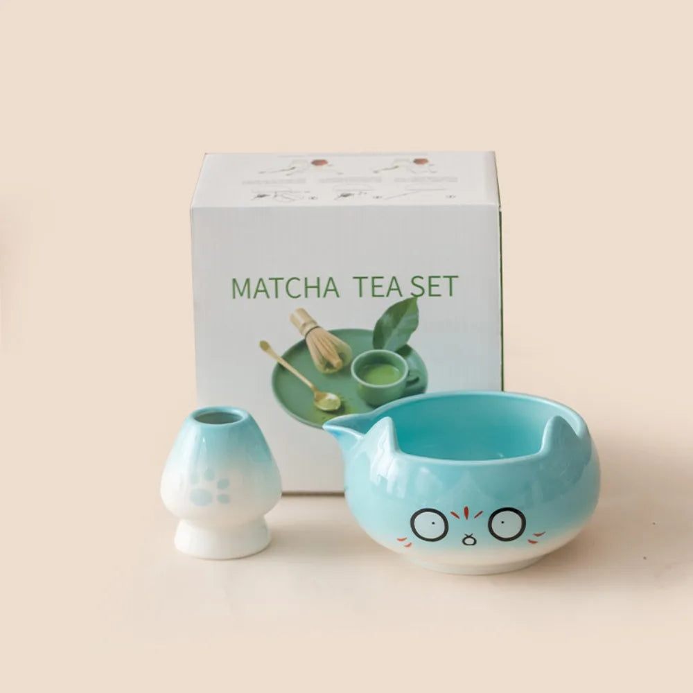 Japanese Matcha Tea Set – Ceramic Bowl & Whisk Gift Box 2/5/7pcs Matcha Tea Set Richie's 2pcs blue