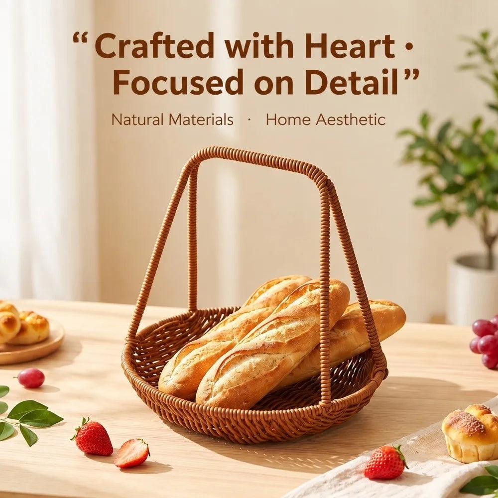 Plastic Rattan Handheld Serving Basket – Round & Rectangle Serving Basket Richie's