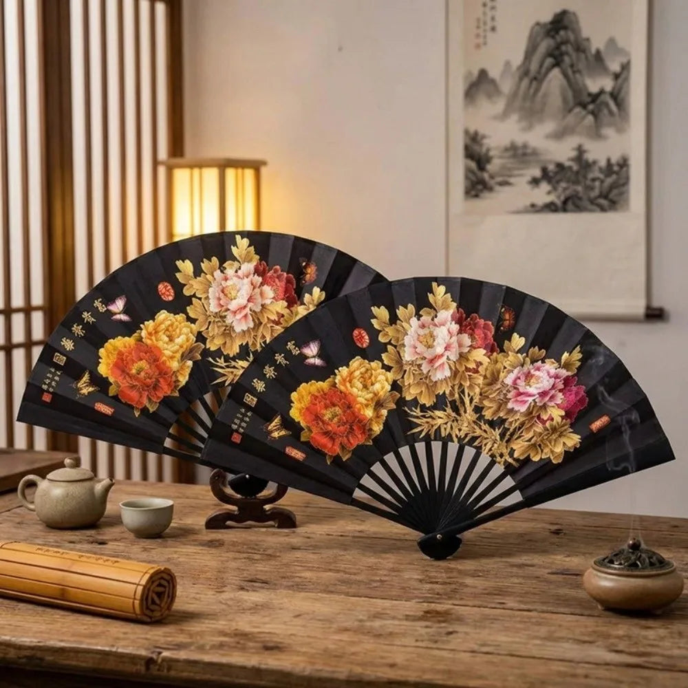 Chinese Silk Folding Fan – Handmade Floral Dance & Décor Fan Decorative Folding Fan Richie's