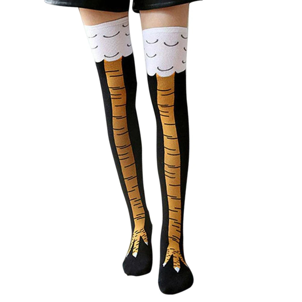 Women's 3D Chicken Paw Print Thigh High Socks Cosplay Novelty Thigh High Socks Richie's black Long One Size China Mainland