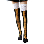 Women's 3D Chicken Paw Print Thigh High Socks Cosplay Novelty Thigh High Socks Richie's black Long One Size China Mainland