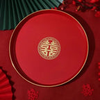 Chinese Red Festive Serving Tray – Wedding & Banquet Plate Decorative Serving Tray Richie's Style 3 Round