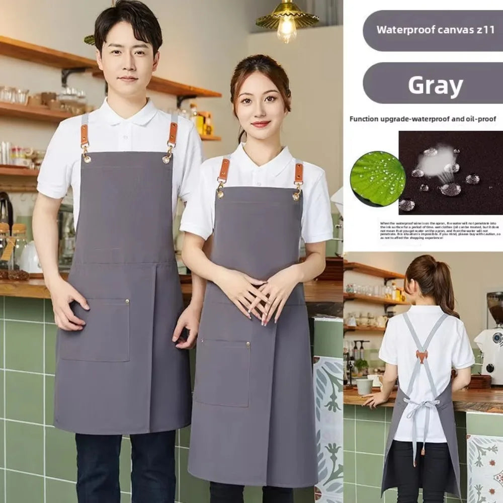 Waterproof Canvas Sleeveless Apron – Kitchen & Cafe Work Canvas Work Apron Richie's Grey