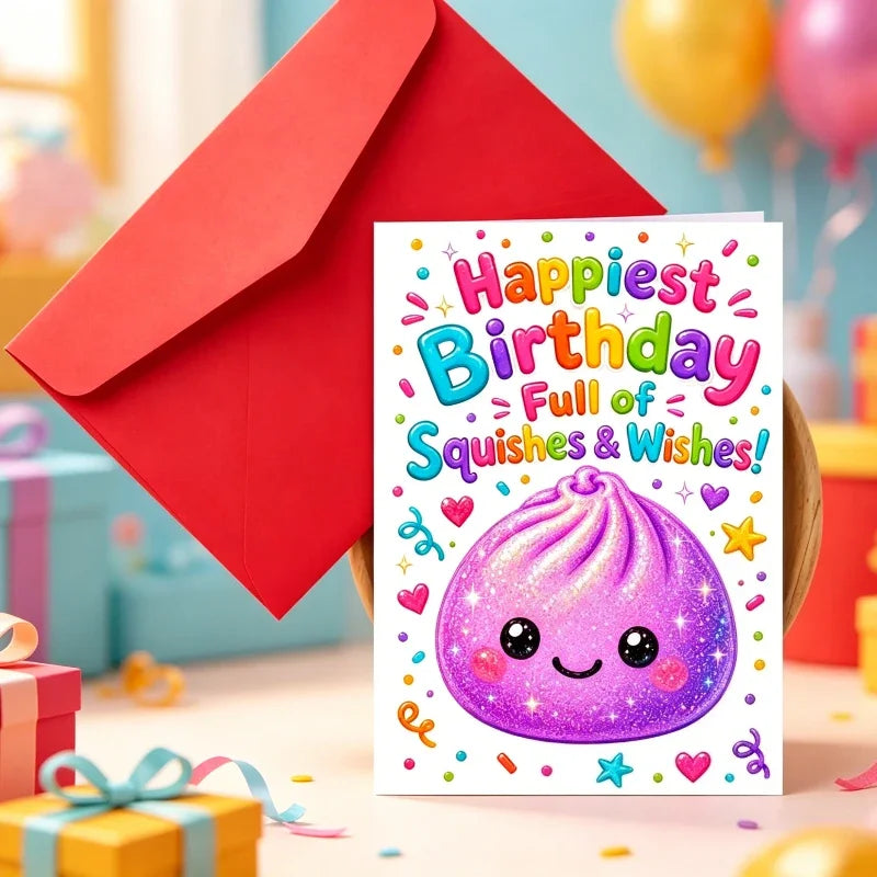 Purple Dumplings Birthday Card – Cute Gift for Food Lovers Greeting Card Richie's