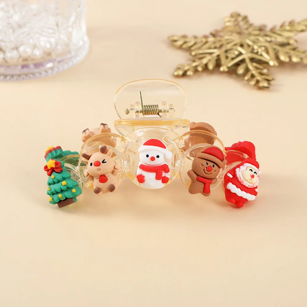 Santa & Reindeer Christmas Hair Claw Clip – Large Shark Clip Christmas Hair Clip Richie's