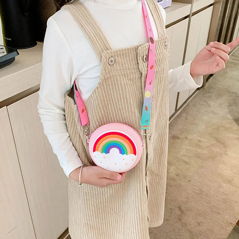 Kids Donut Round Crossbody Bag Rainbow Girls Shoulder Handbag Kids Crossbody Bag Richie's