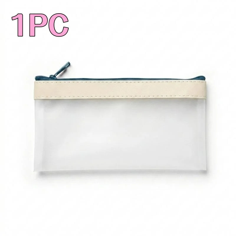 Zippered Money Pouch PVC Cash Bag for Coins, Bills & Office Zippered Money Pouch Richie's White 1pc