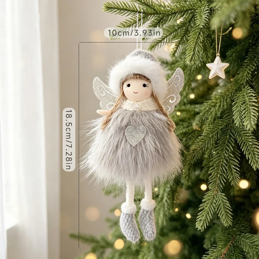 Plush Christmas Angel Ornament – Fluffy Wings Hanging Pendant Christmas Ornament Richie's Style-3