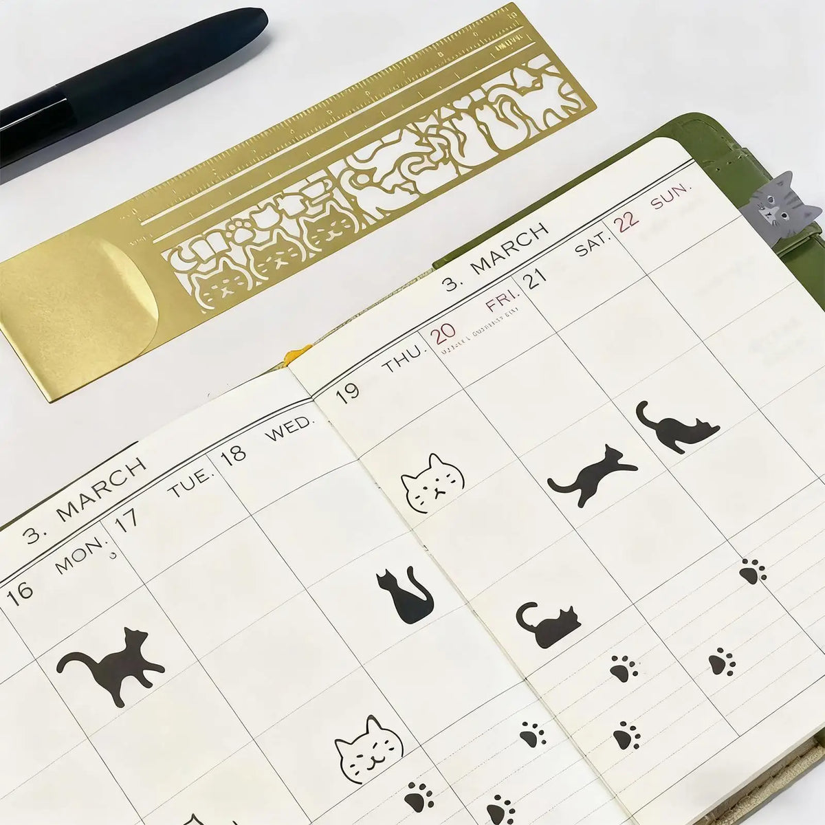 Cute Cat Metal Stencil Ruler – Cartoon Template for Office & School Stencil Ruler Richie's