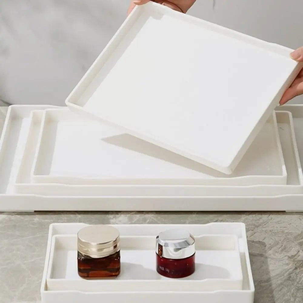 Rectangle Plastic Decorative Tray – Multi-Purpose Bathroom Organizer Decorative Plastic Tray Richie's
