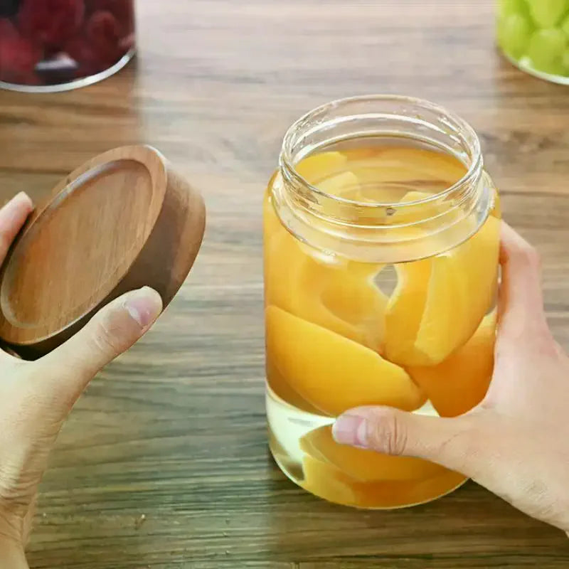 Airtight Glass Coffee Bean Storage Jar with Wood Lid Glass Storage Jar Richie's