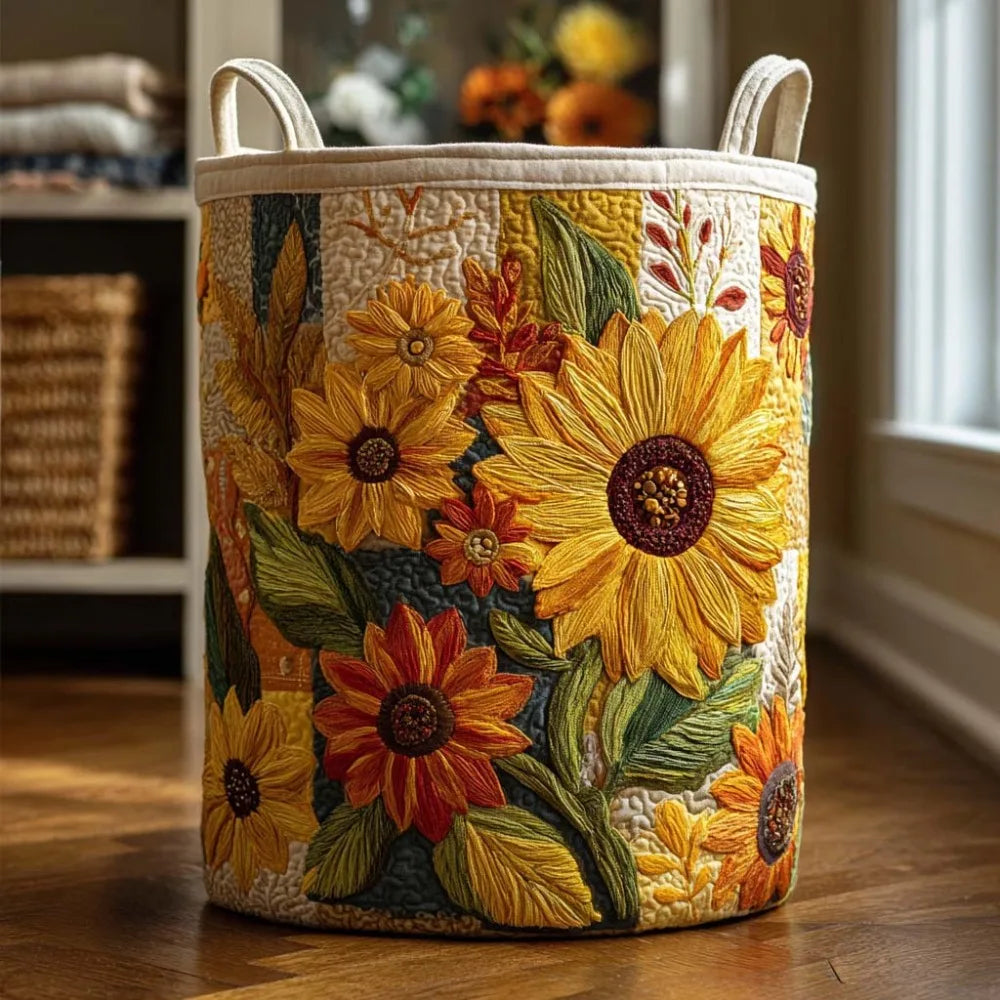 Boho Quilted Laundry Basket 14×18in Floral Fabric with Handles Quilted Laundry Basket Richie's E