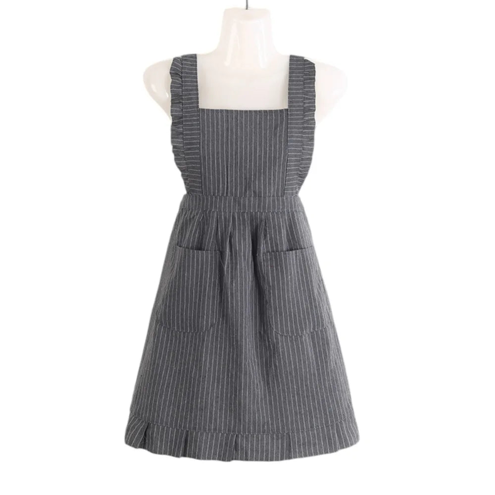 Women's Sleeveless Cotton Kitchen Apron with Large Pocket Kitchen Apron Richie's Grey