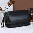 Leather Hanging Dopp Kit Toiletry Bag for Men & Women Hanging Toiletry Bag Richie's black