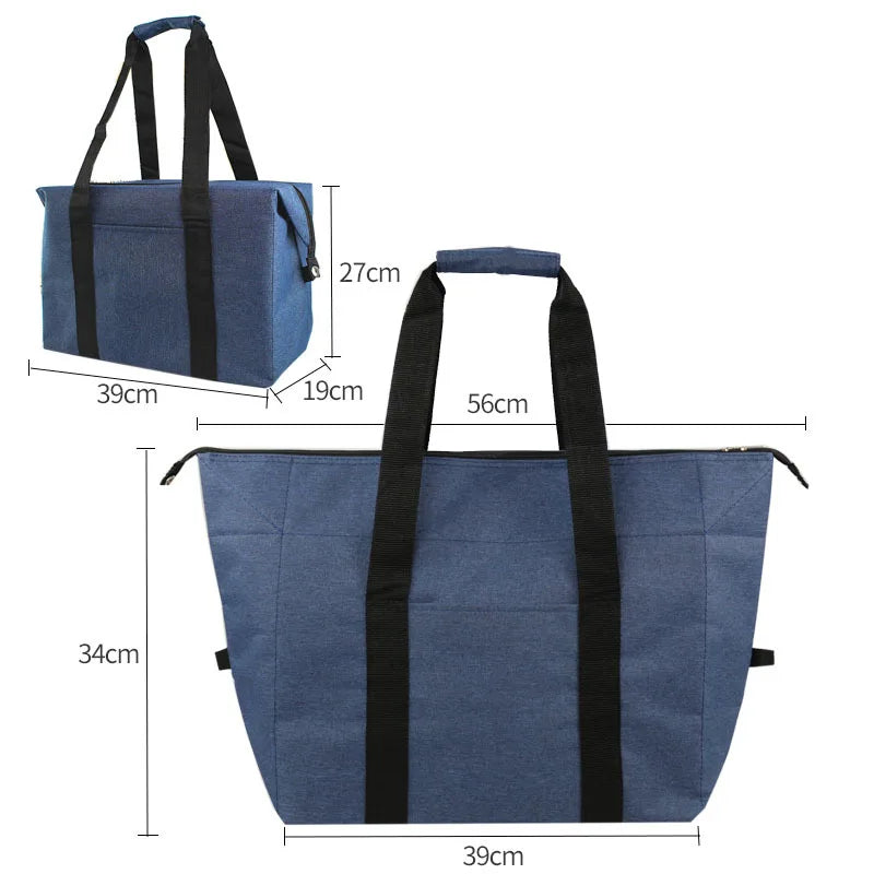 Folding Insulated Cooler Bag Large Capacity Picnic Tote Insulated Cooler Bag Richie's EVA-navy blue-L