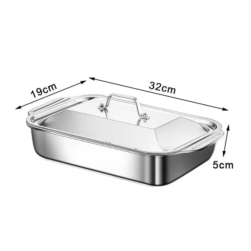 Stainless Steel Baking Pan with Lid – Roasting & Serving Dish Baking Pan Richie's S With lid