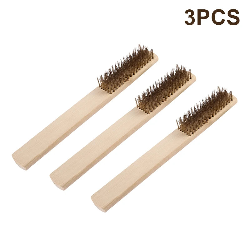 Wooden Handle Copper Wire Brush Set – Heavy-Duty Scrubbing Wire Brush Set Richie's A3