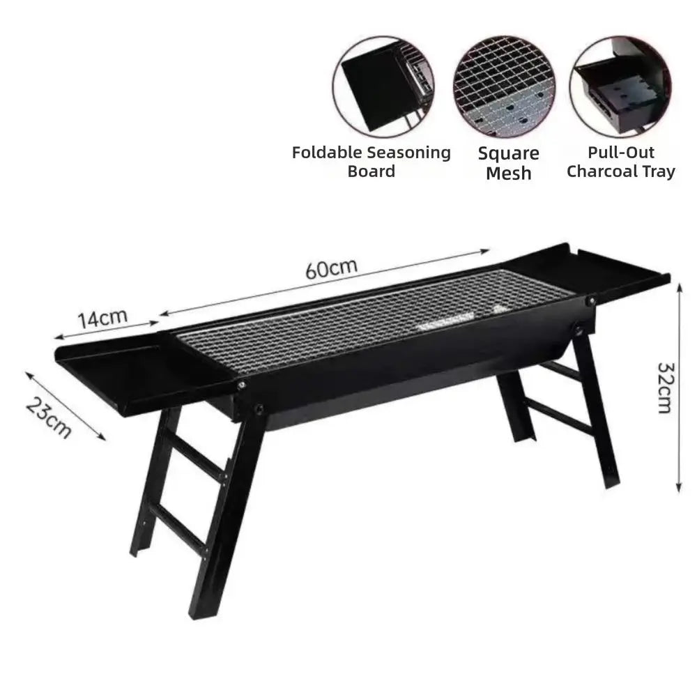 Folding Charcoal BBQ Grill with Side Trays – Portable Tabletop Charcoal BBQ Grill Richie's