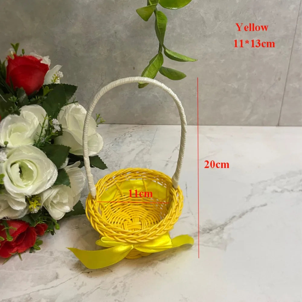 Handwoven Imitation Rattan Storage Basket with Handle – 8 Styles Woven Storage Basket Richie's Yellow