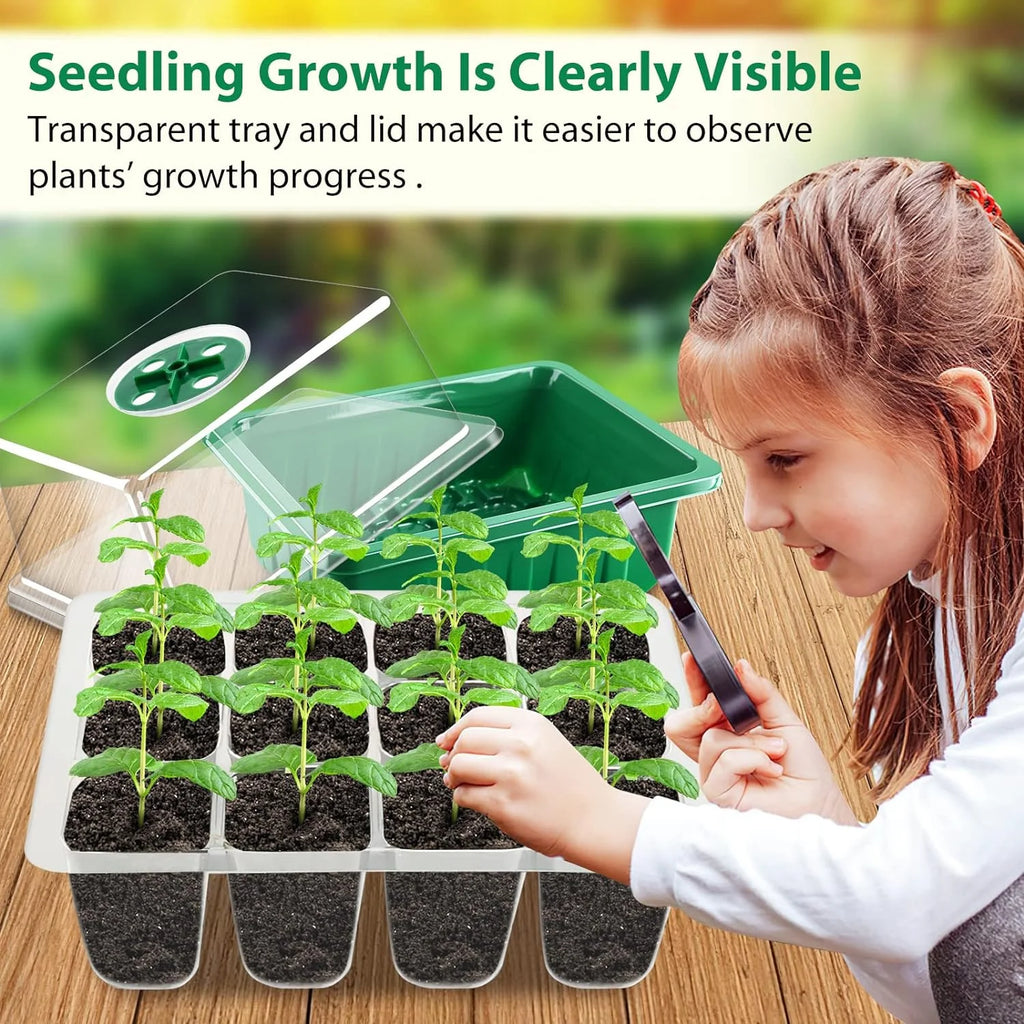 12-Cell Plastic Seedling Trays – 4/5/6 Pack Germination Grow Box Seedling Nursery Tray Richie's