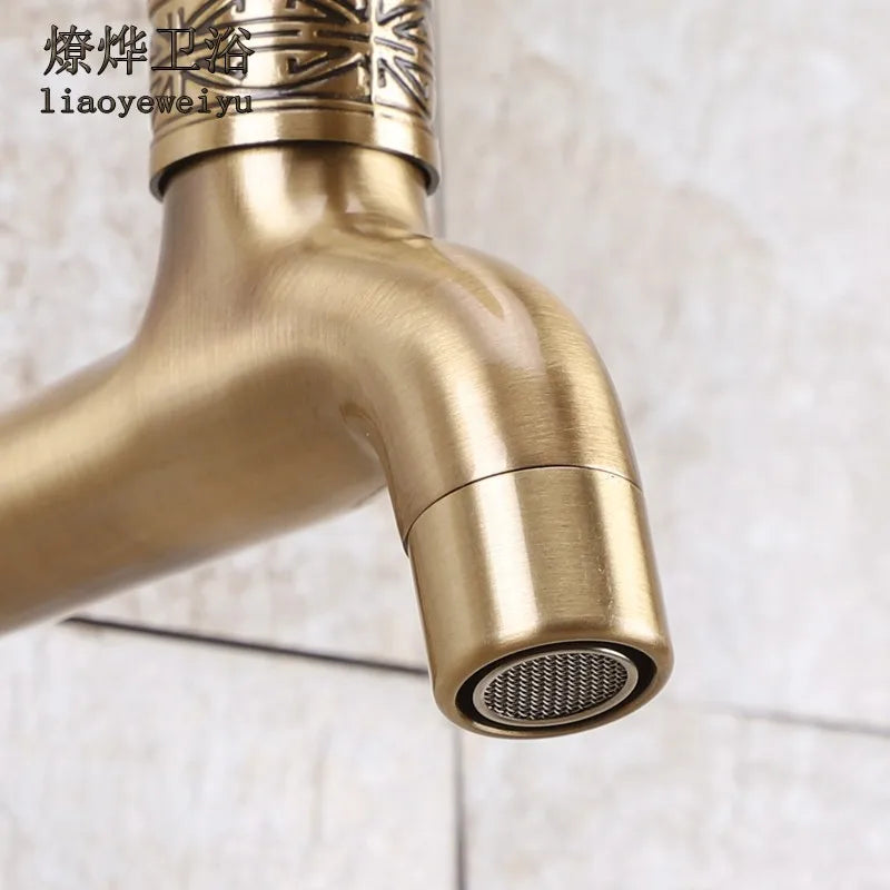 European Antique Brass Faucet DN15 Single Cold Tap – Basin & Mop Pool Brass Utility Faucet Richie's