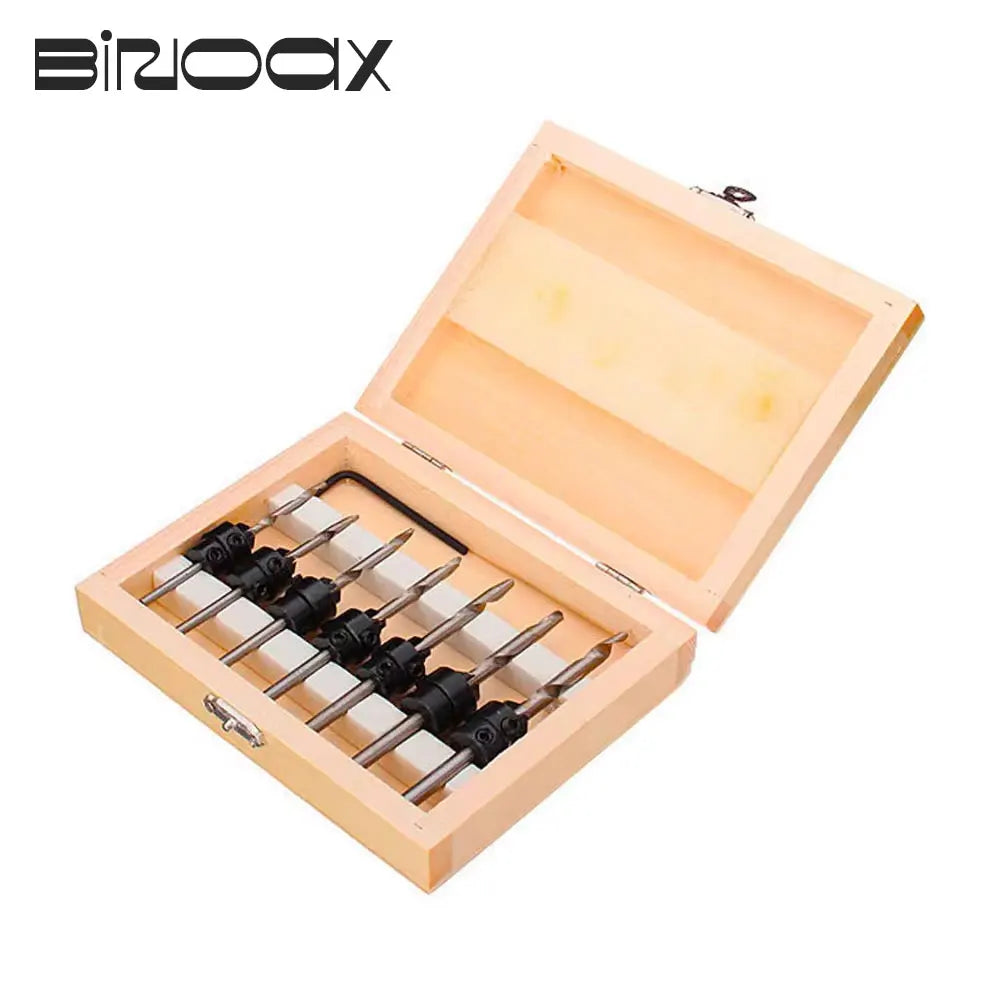 7-Pc Tapered Countersink Drill Bit Set with Stop Collars | HSS Countersink Drill Set Richie's