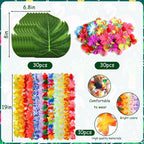 70 Pcs Hawaiian Luau Leis Set – Hibiscus Flowers & Tropical Leaves Party Decoration Set Richie's