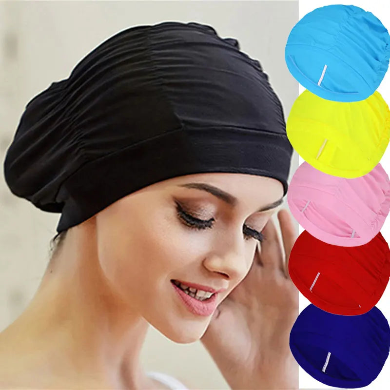 Women's Long Hair Swim Cap – Elastic Nylon Turban Bathing Cap Swim Cap Richie's
