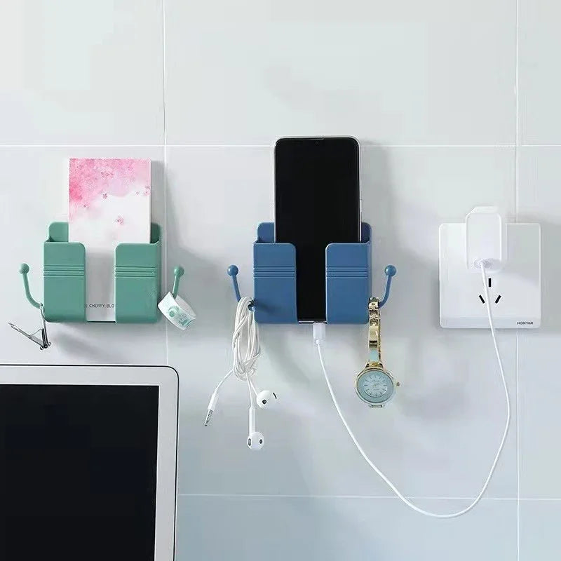 Wall Mount Phone Holder No-Drill Plug Bracket with Side Hook Phone Charging Bracket Richie's
