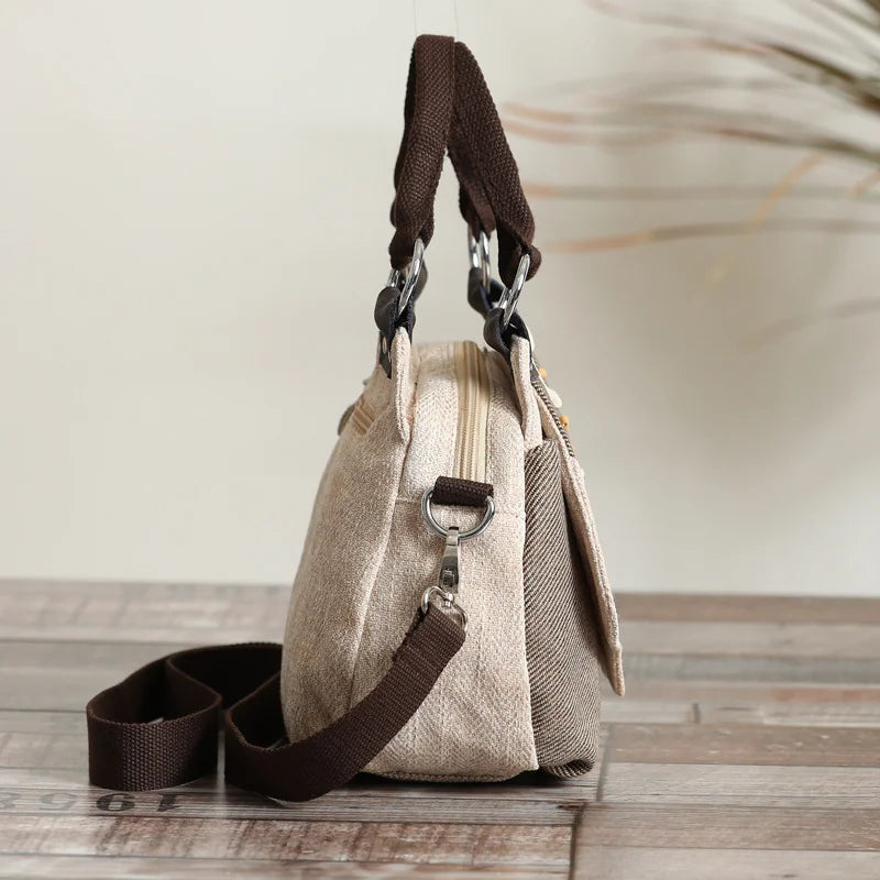 Women's Vintage Woven Canvas Crossbody Handbag – Casual Shoulder Bag Canvas Crossbody Handbag Richie's