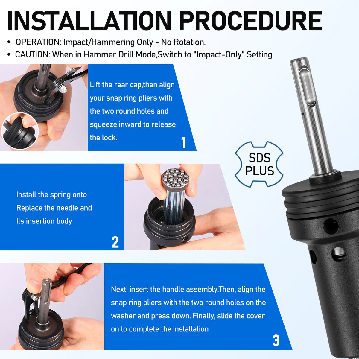 SDS Plus Needle Scaler – 18 Hardened Steel Needles & Case Needle Scaler Attachment Richie's