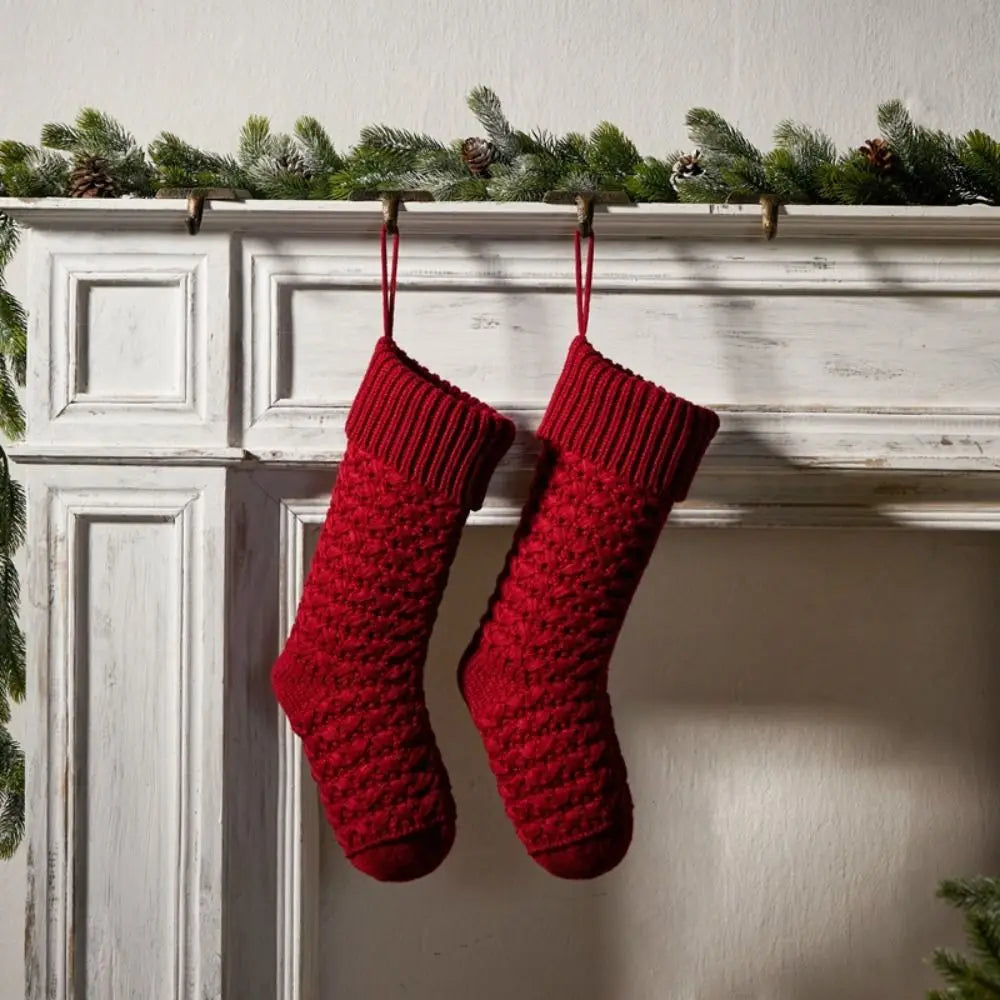 Knit Christmas Stocking 18" Kids Candy Gift Bag Holiday Decor Christmas Stocking Richie's